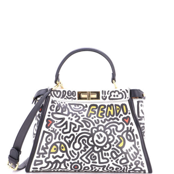 Fendi Handbags - Fendi Regular x Mr. Doodle Peekaboo Iconic Bag Printed Leather